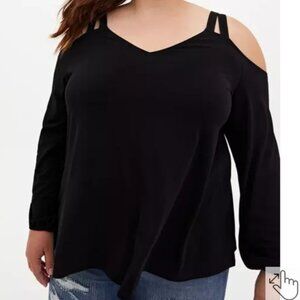 Torrid Black Strappy Cold Shoulder Top